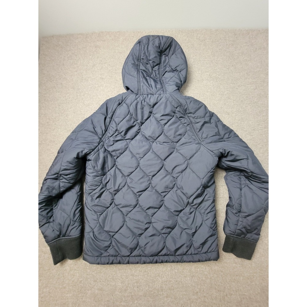 Hollister Diamond Quilted Puffer Jacket Mens Medium Navy Lined Hooded Full Zip - Picture 2 of 9